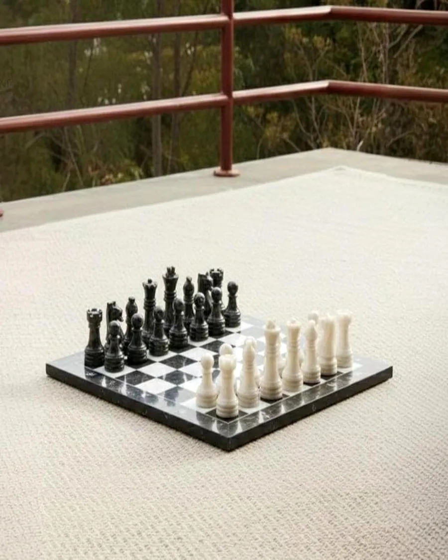 Classic Black & White Marble Chess Set — handcrafted marble by Authentic Jewels of Marble, Agra