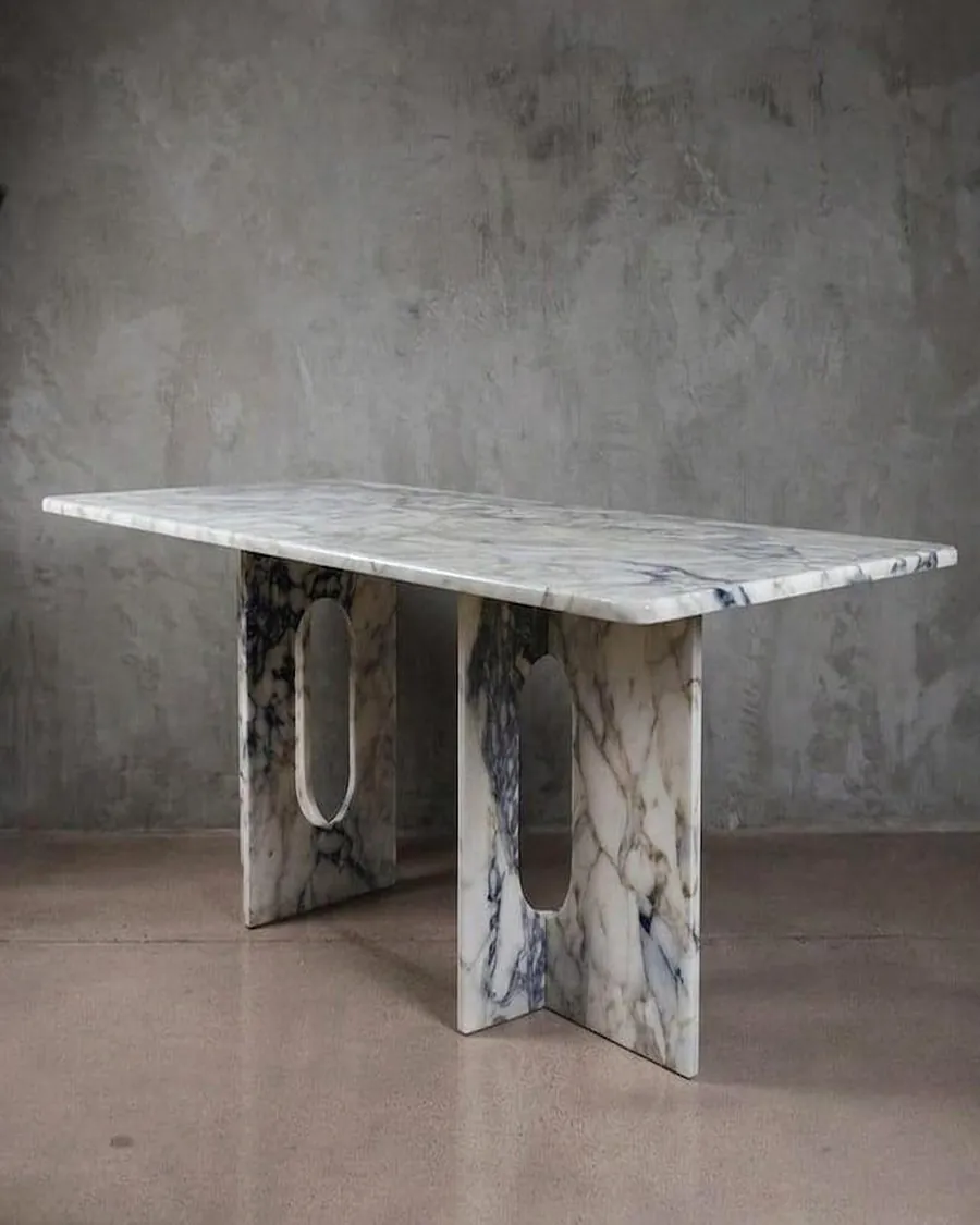 Dining Table with Cutout Arch Legs — handcrafted marble by Authentic Jewels of Marble, Agra